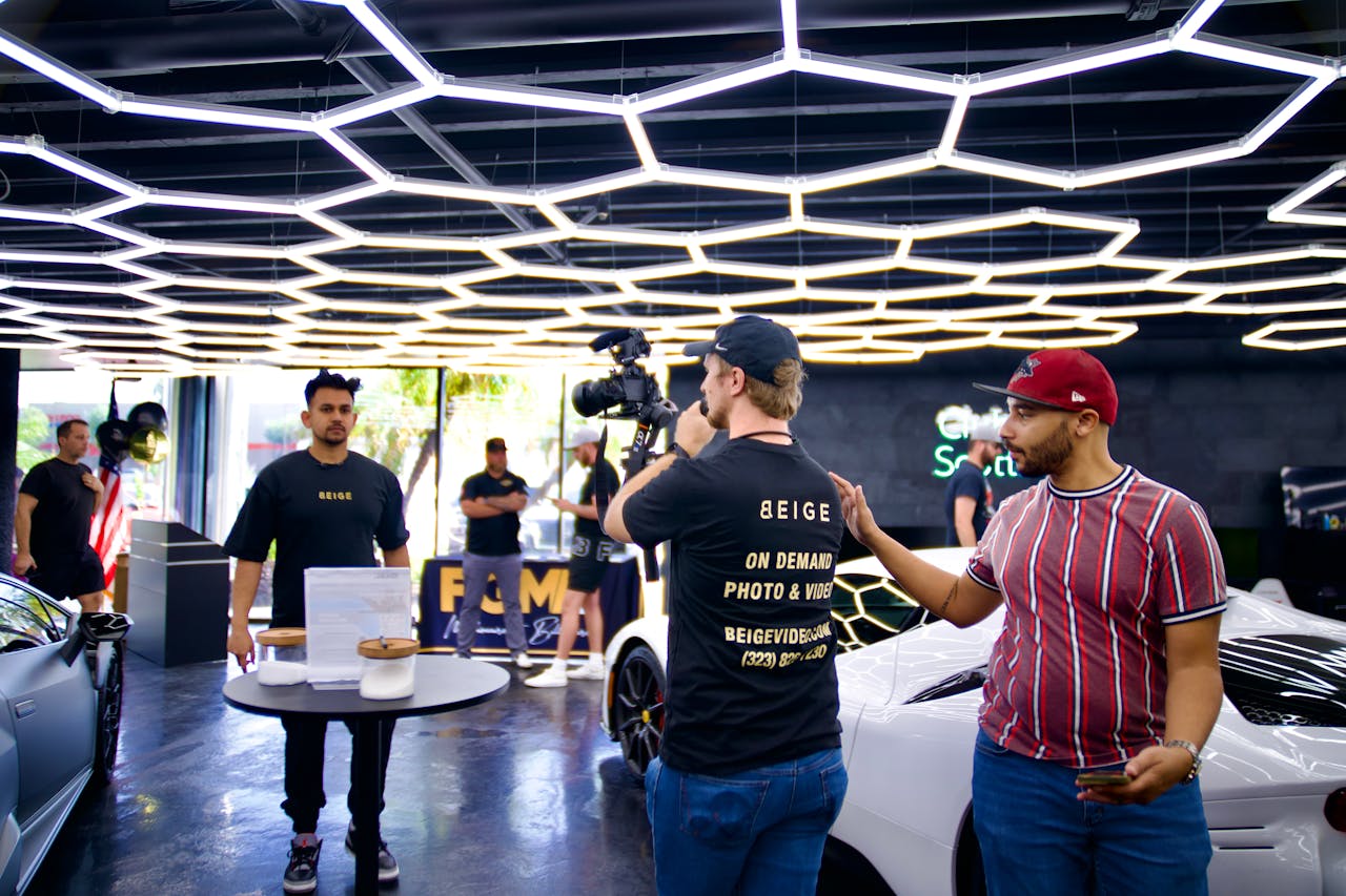 Capturing a luxury car video shoot in Los Angeles with a professional crew.