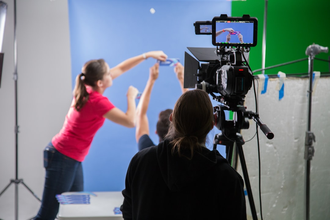 Behind the scenes commercial shoot from directors camera perspective